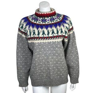 Vintage Eddie Bauer 1992 Wool Blend Fair Isle Knit Sweater Womens S Long Sleeve